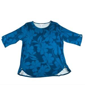 Liz Claiborne Floral Print Blouse Size XL